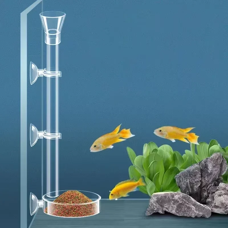 Aquarium Plant Red - Aquarium Glas-Fütterungsrohr & Garnelenschalen-Set - Glockenförmiger