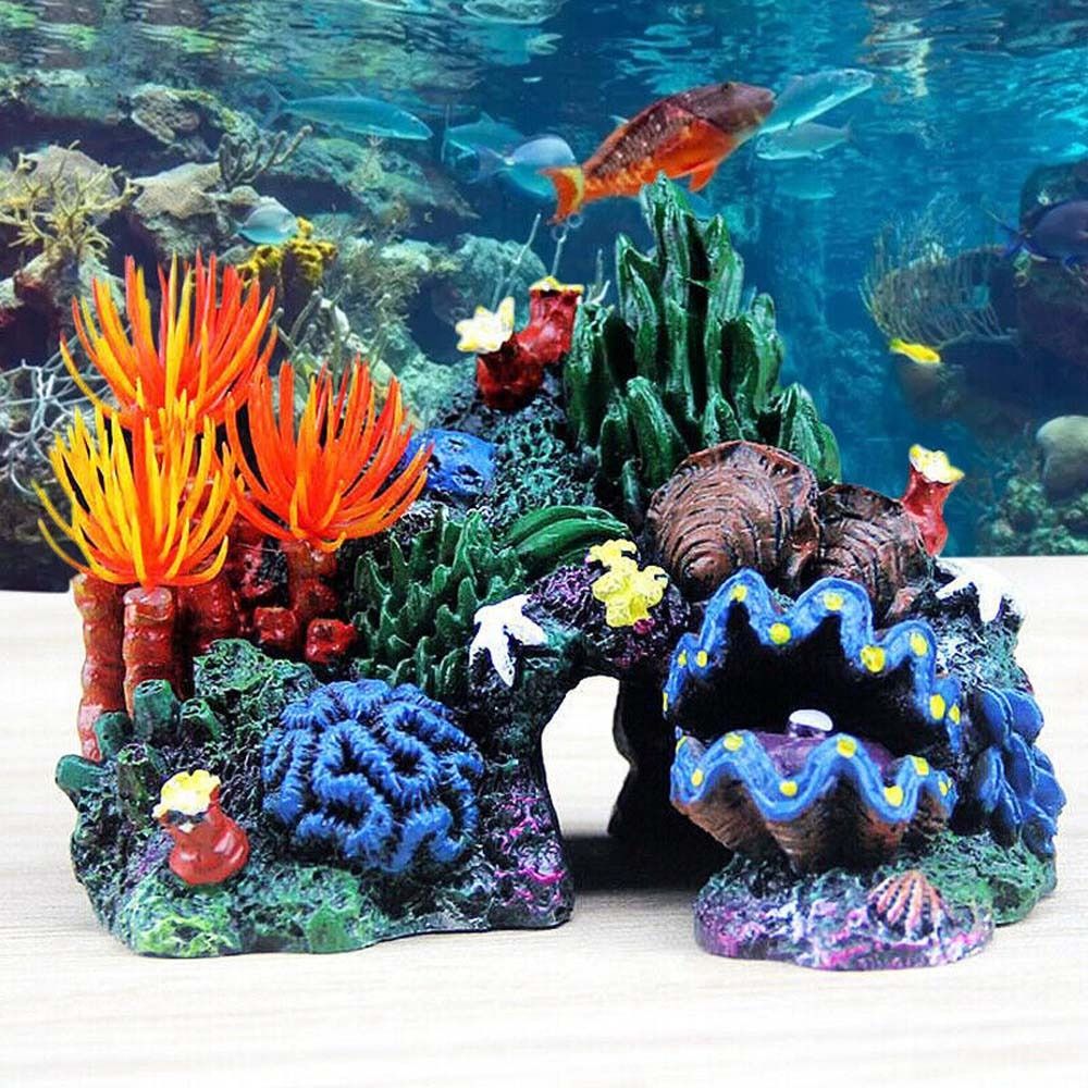 Aquarium Planted Background - Aquarium Ornament simuliert Korallenriff Insel Harz