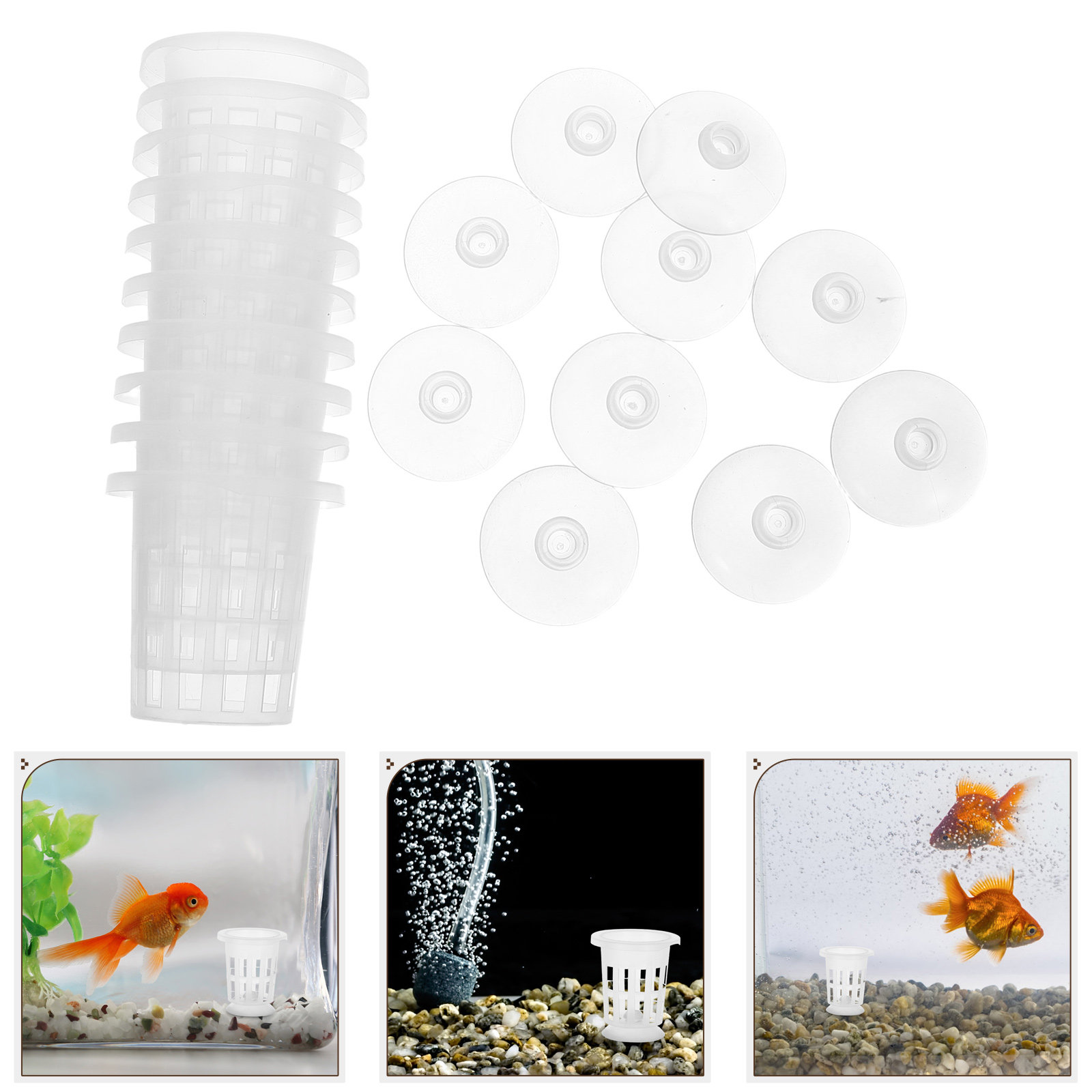 Aquarium For Planted Tank - 1 Set Hydroponischer Netztopf mit Saugnapf,