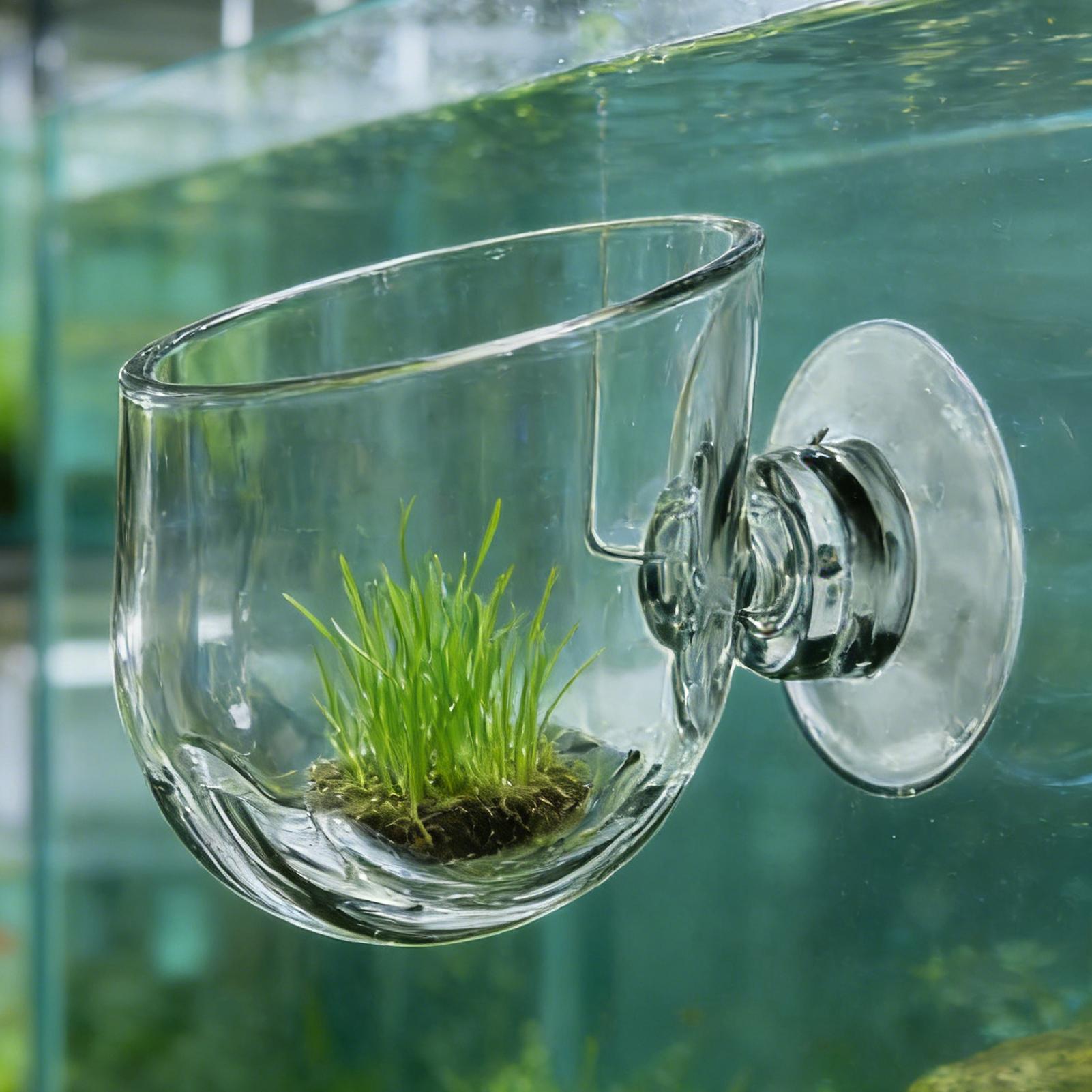 Aquarium Planted Background - Acryl-Aquarium-Pflanzenhalter Transparenter Saugnapf-Topf für Wasserpflanzen-Vermehrung, Hydroponik,